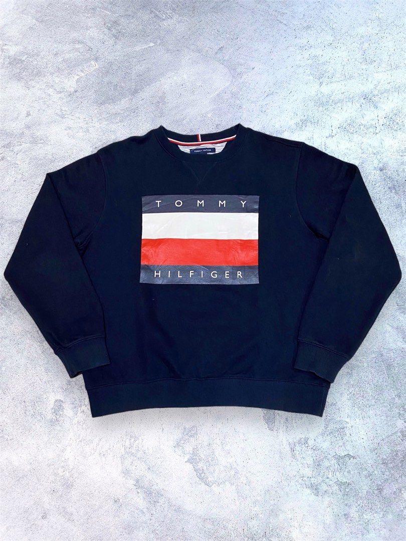 Tommy Hilfiger bigflag logo sweatshirt authentic original not issey miyake kapital yohji yamamoto rick owens helmut lang raf simons dior prada balenciaga hermes Fesyen Pria Pakaian Baju Luaran di Caro...