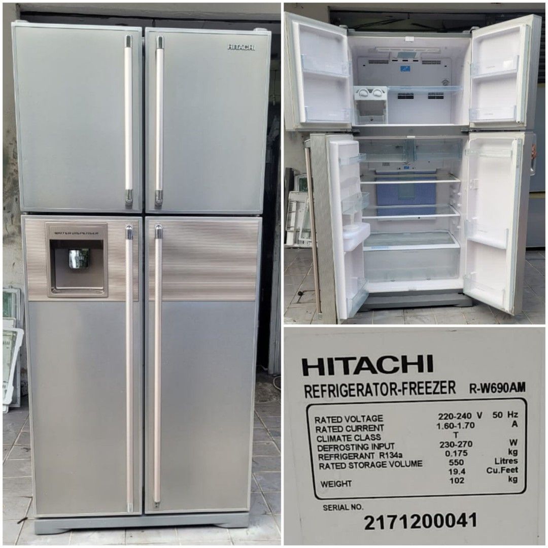 Used Hitachi 4 side by side doors fridge 550L with water dispenser