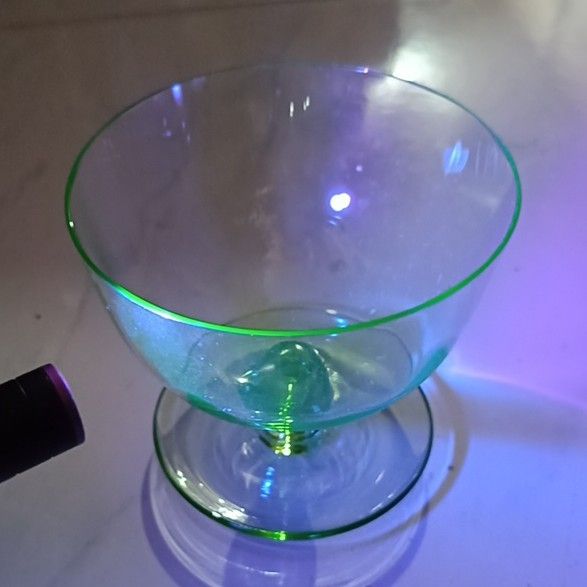 Vintage Harlequin Glass Desert Compotes Sherbet Cup Uranium Glass UV