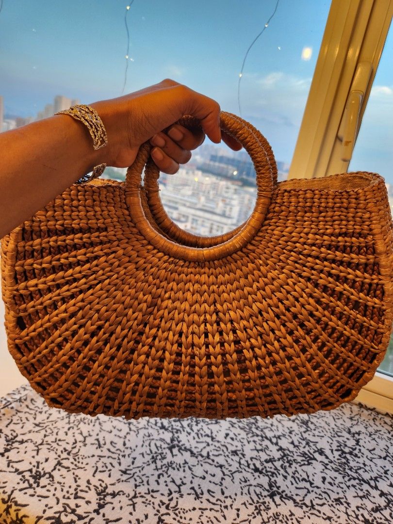 Wicker discount beach bag
