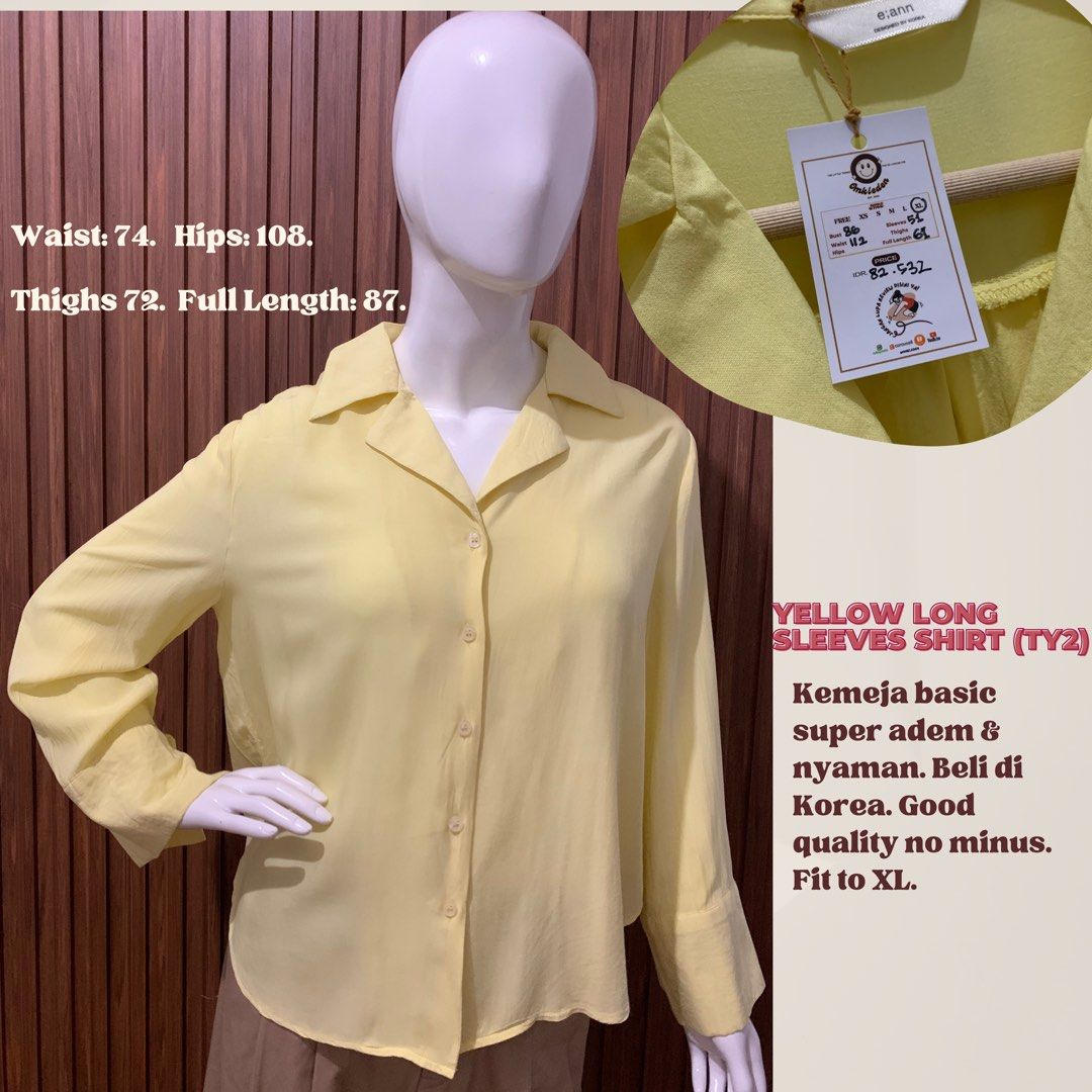 YELLOW LONG SLEEVES SHIRT Kemeja lengan panjang wanita Atasan