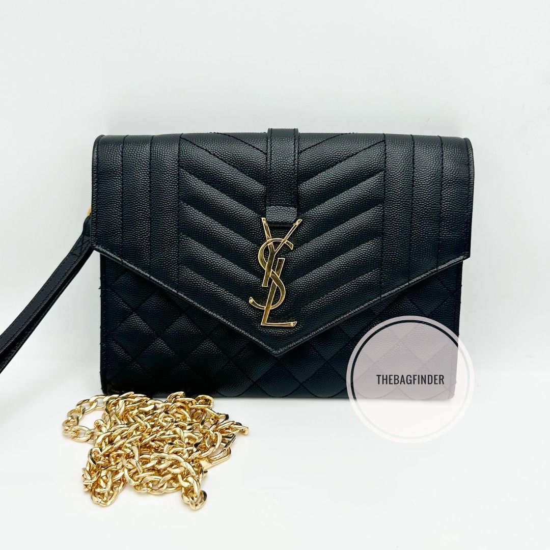 YSL Envelope Clutch in Black, Luxury, Bags & Wallets on Carousell