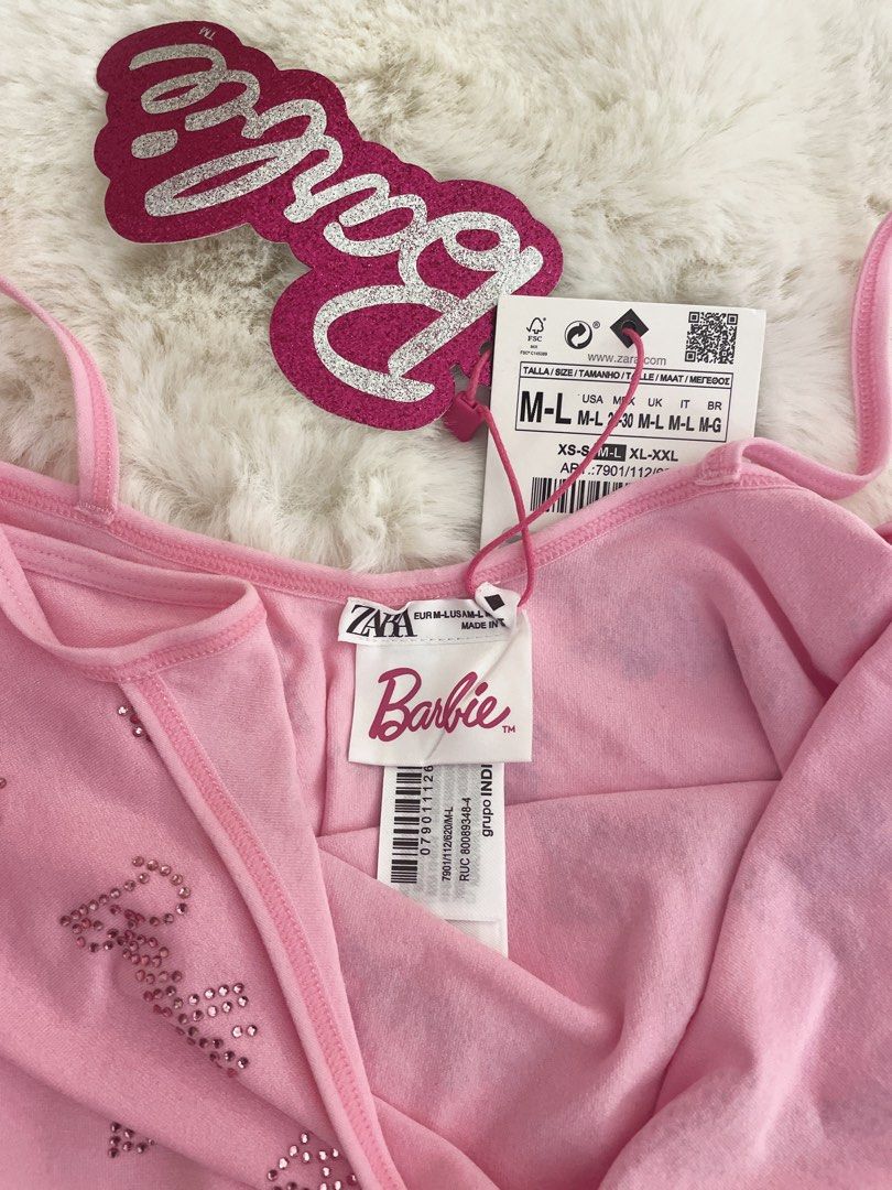 現貨Zara Barbie rhinestone bodysuit 水鑽連體衣size M-L, 女裝, 上衣