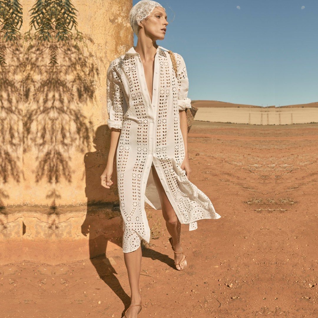 ZARA Openwork Embroidery Shirt., Women's Fashion, Dresses & Sets, Dresses  on Carousell