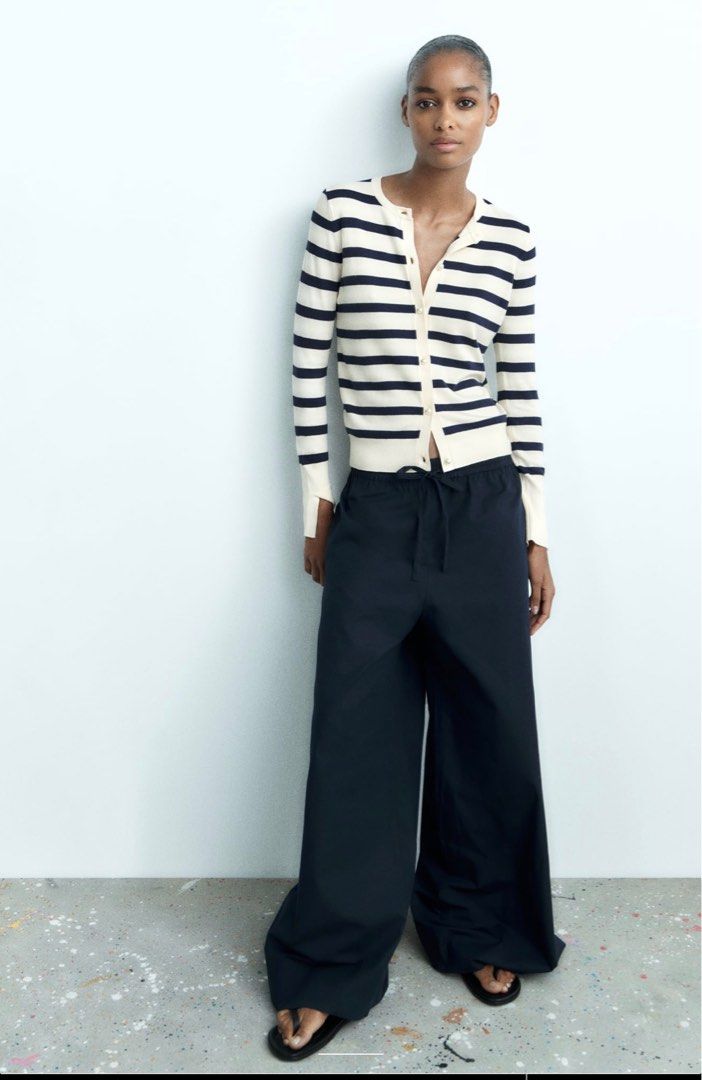 Zara long striped cardigan on sale
