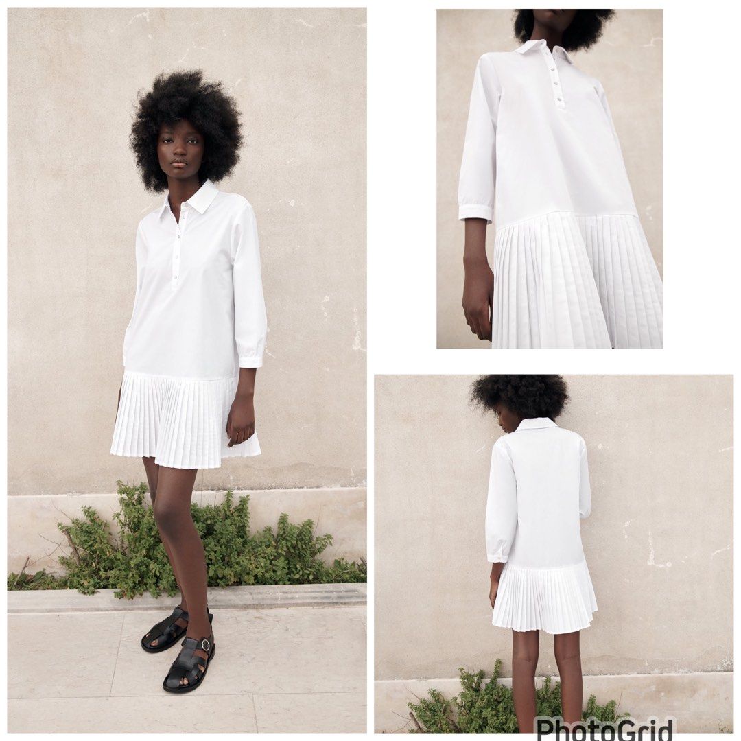 Zara pleated shirt dress top