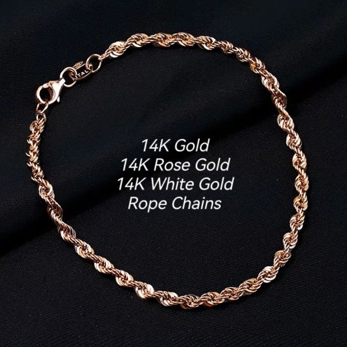 14K Solid Gold Box Chain Extender 14K Rose Gold / Cable Chain