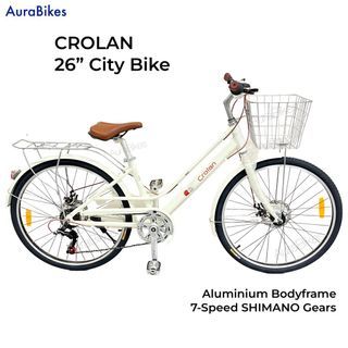 26” CROLAN City Bike Aluminium Frame Bicycle 7-Speed Shimano Gears