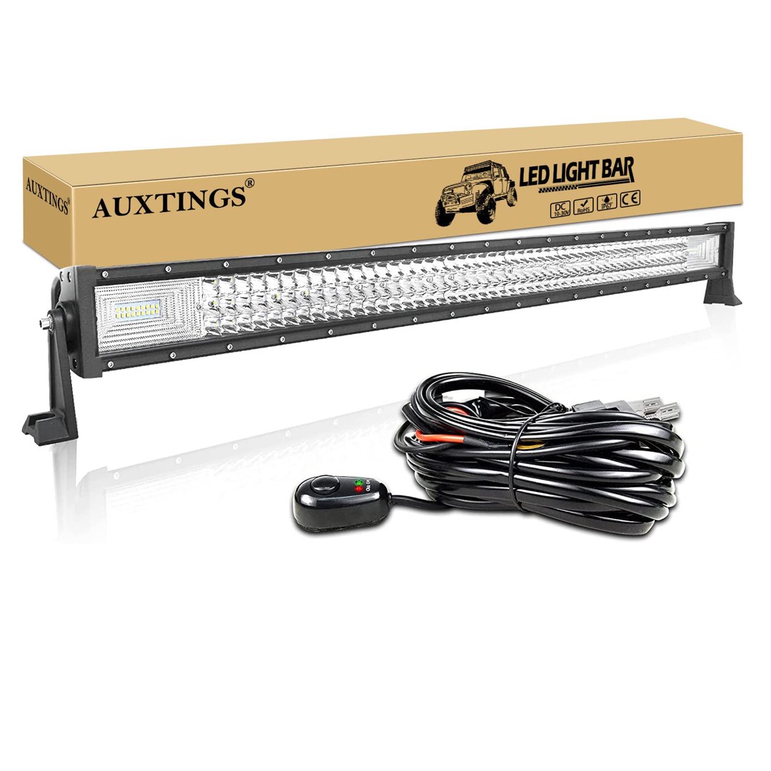 AUXTINGS 22inch 56cm 270W Curved Led Light Bar,Triple Row Lens Spot Flood Beam LED Work