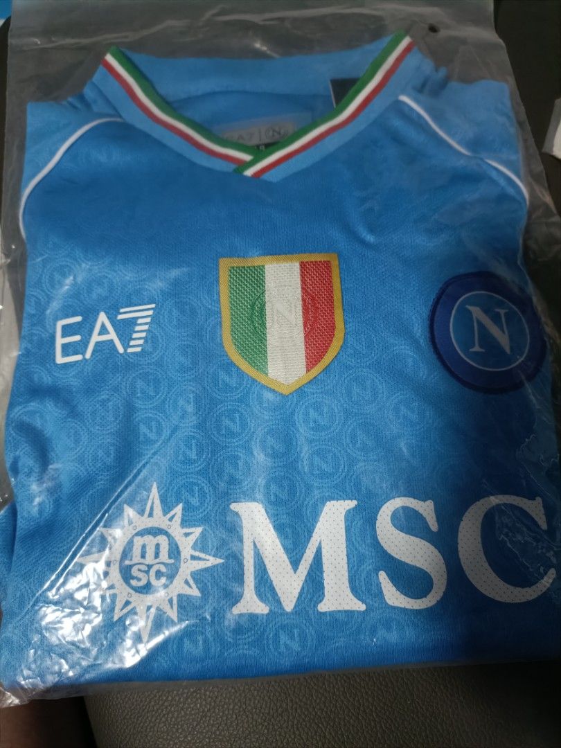 (4-5 yrs) NEW Napoli light blue home kit football soccer jersey polo tee  shirt tshirt top sports EA7 emporio Armani Italy Serie A league champions
