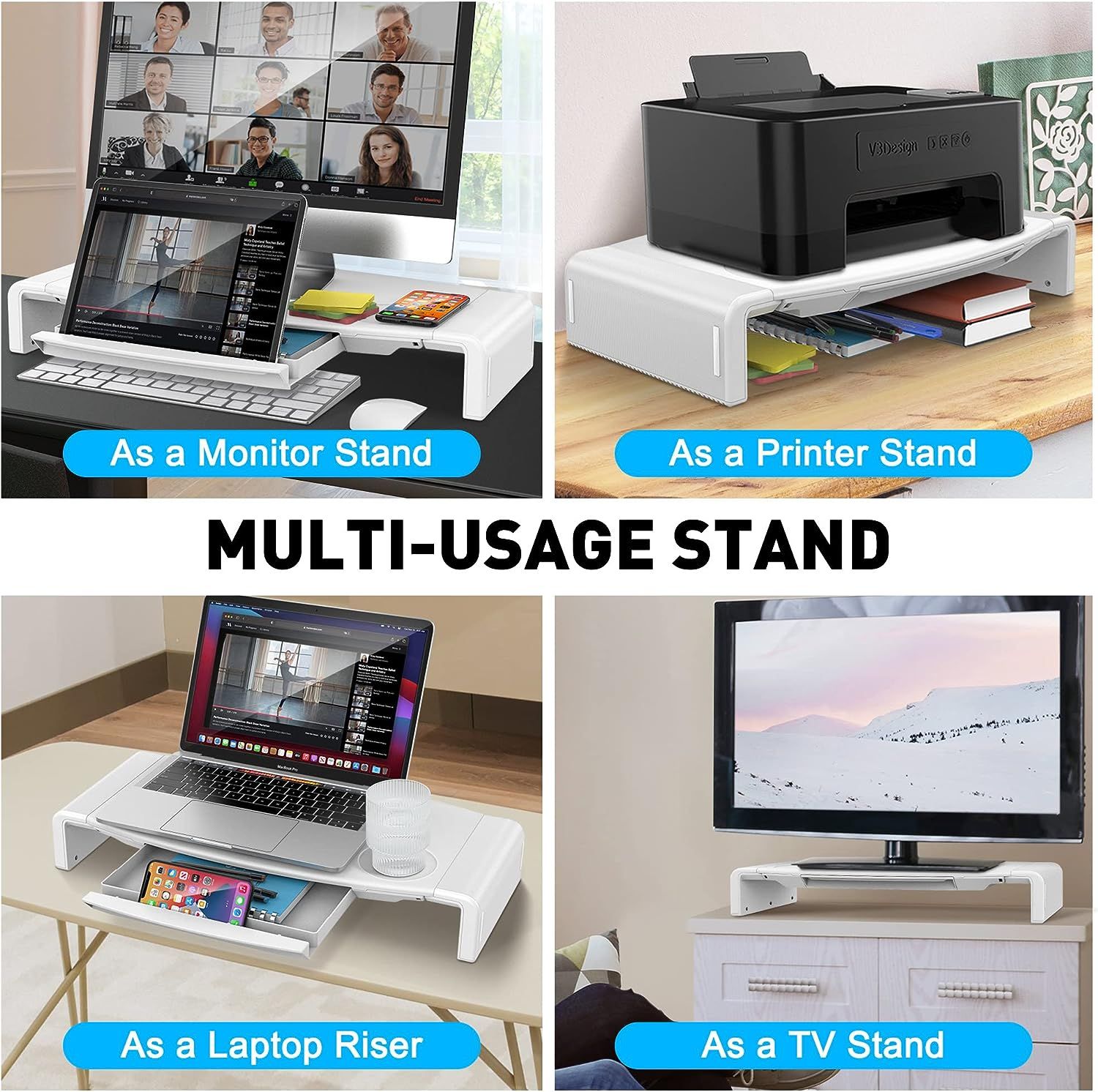 AboveTEK Monitor Stand Riser, Foldable Computer Monitor Riser with