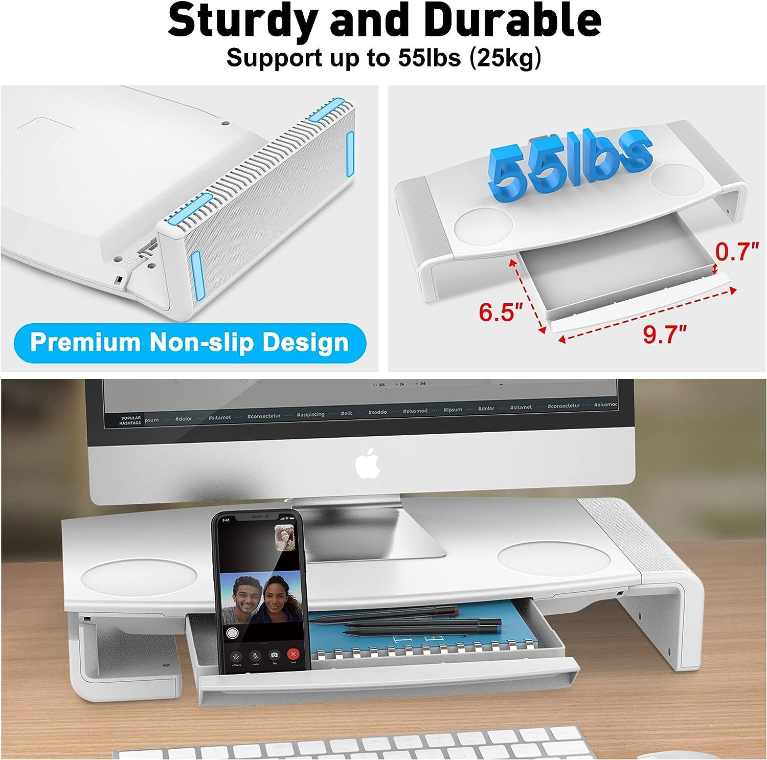 AboveTEK Monitor Stand Riser, Foldable Computer Monitor Riser with
