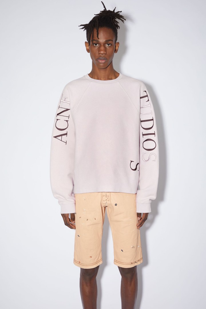 ACNE STUDIOS Sweatshirt Embroidered Logo Cotton Fleece Size L