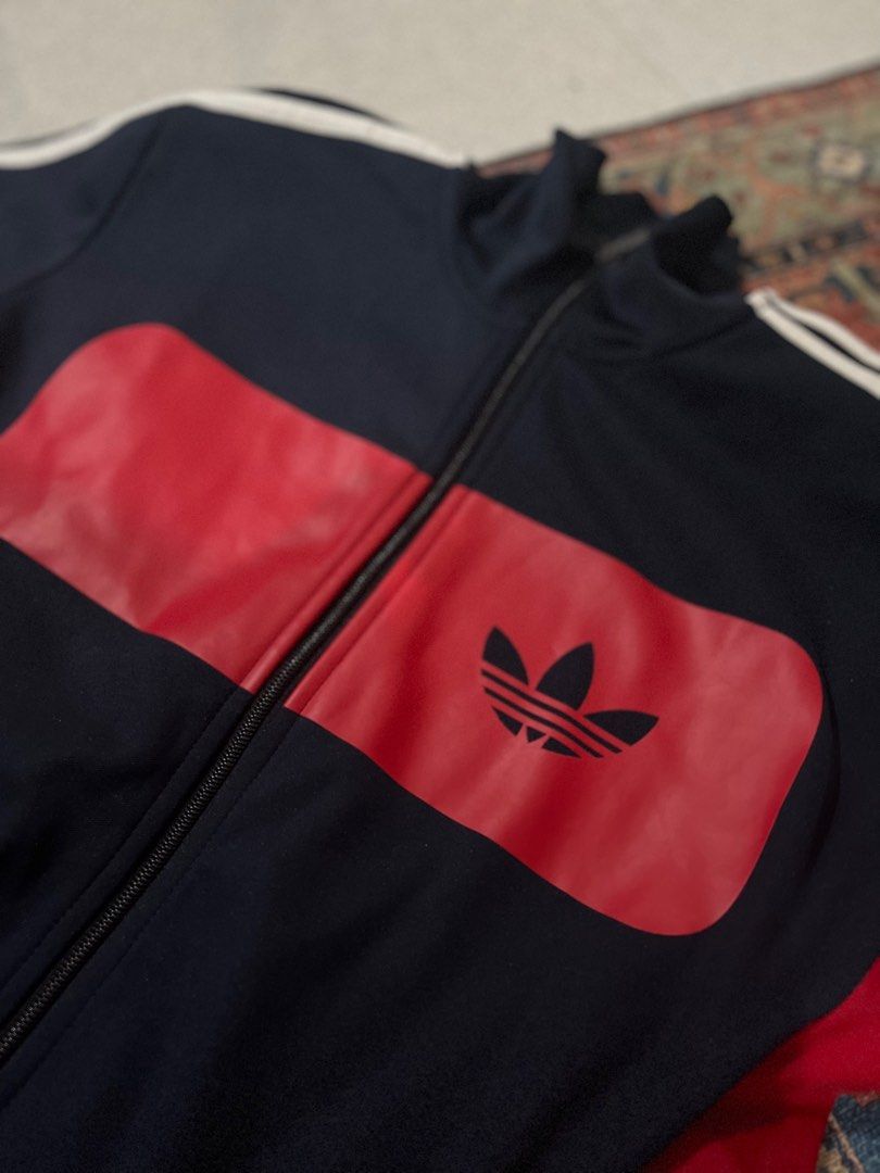 Adidas Trefoil Street Diver Track Jacket / Navy Blue and Red /Large