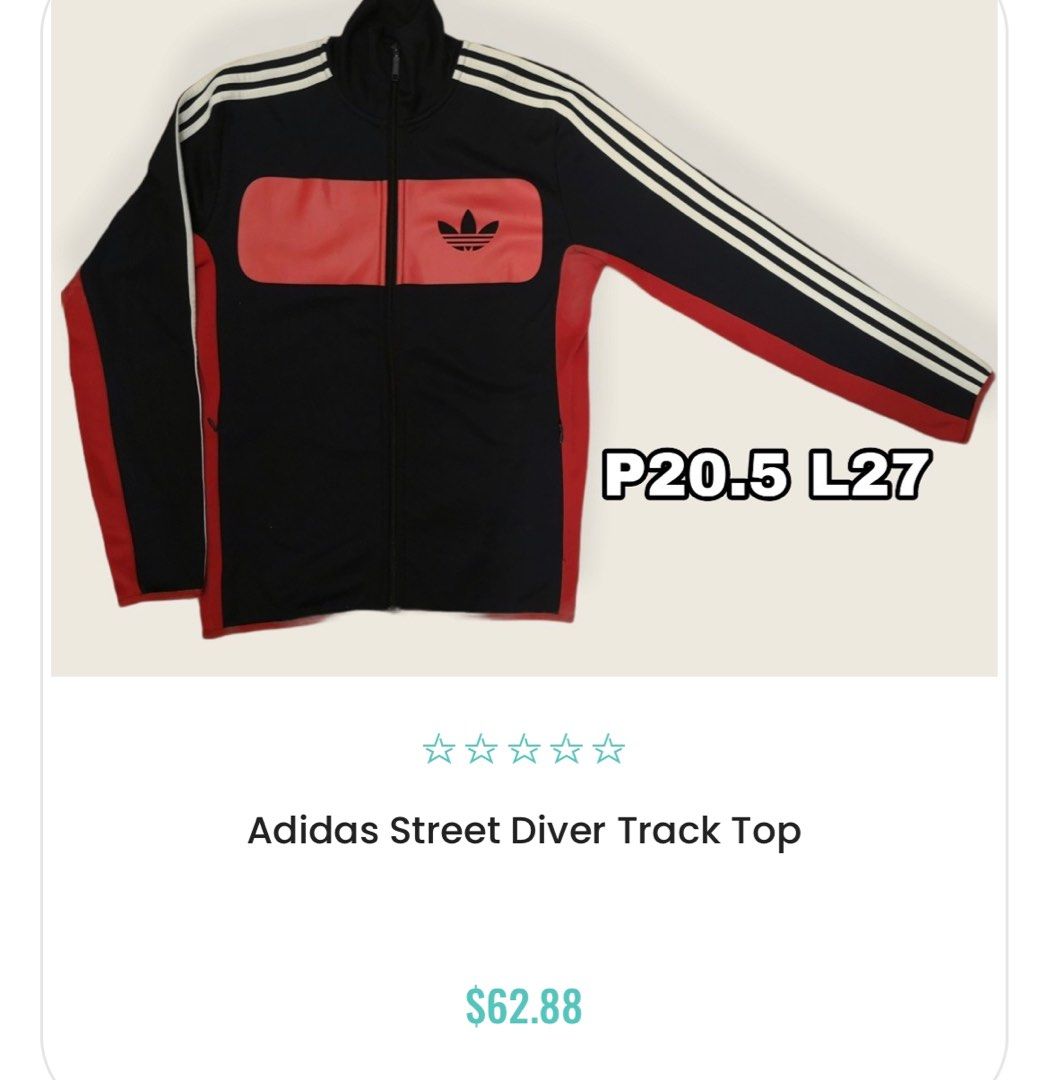 Adidas Trefoil Street Diver Track Jacket / Navy Blue and Red /Large