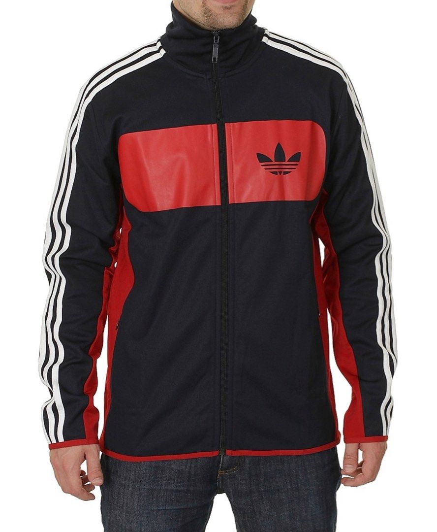 Adidas Trefoil Street Diver Track Jacket / Navy Blue and Red /Large
