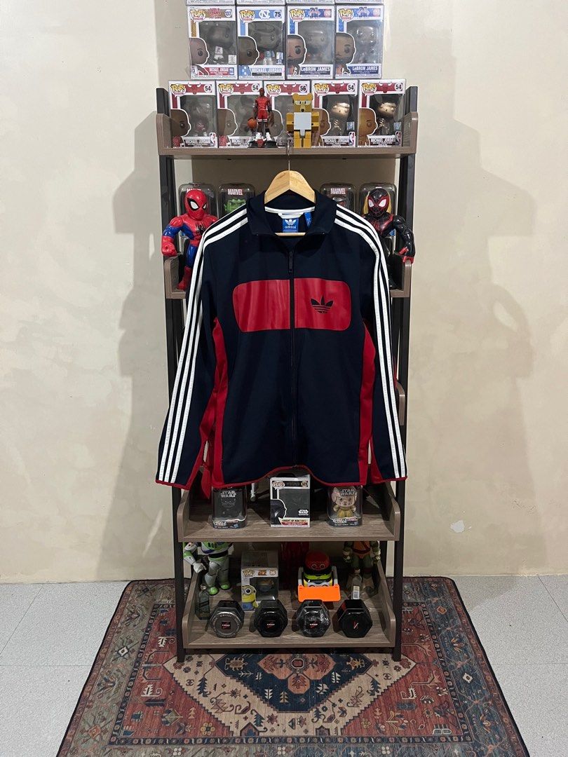 Adidas Trefoil Street Diver Track Jacket / Navy Blue and Red /Large