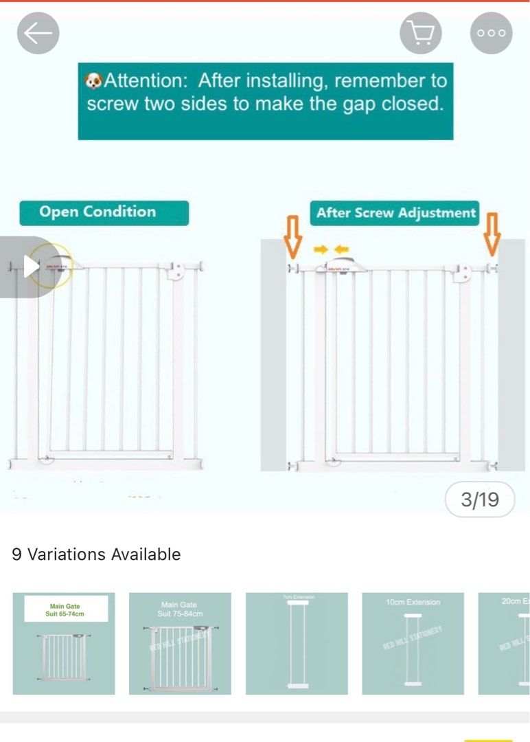 Adjustable baby gate with extensions, Furniture & Home Living, Security