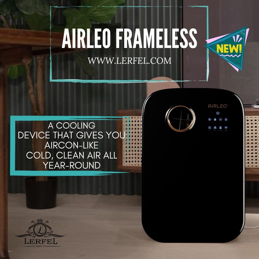 Official Distributor AIRLEO Mono Eco Ultra Low Power Cool Air Cooler Sanitising Frameless Black