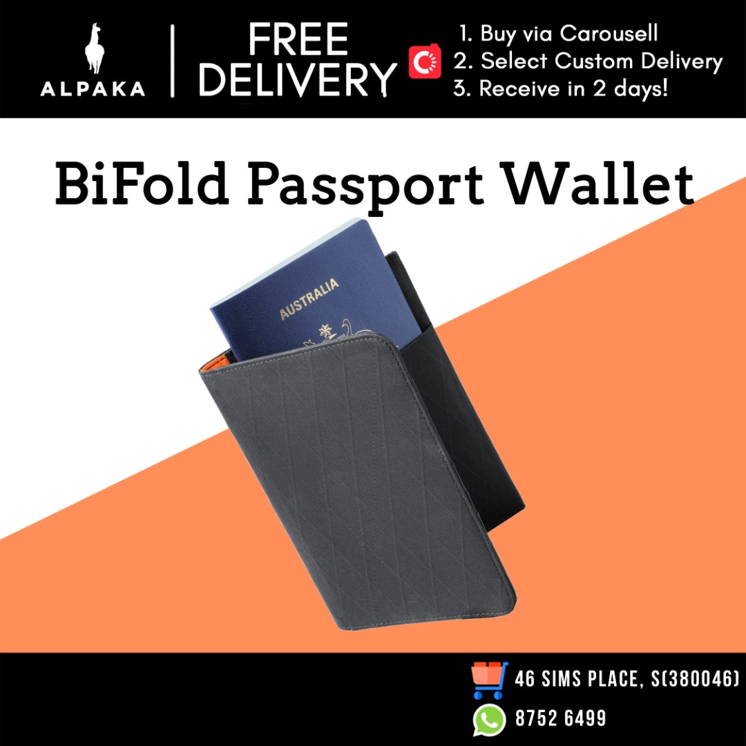 ALPAKA Bifold Passport Wallet Hold 3 x 64 page passports RFID protected