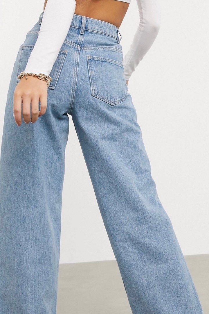 ASOS DESIGN High rise 'Relaxed' dad jeans in midwash