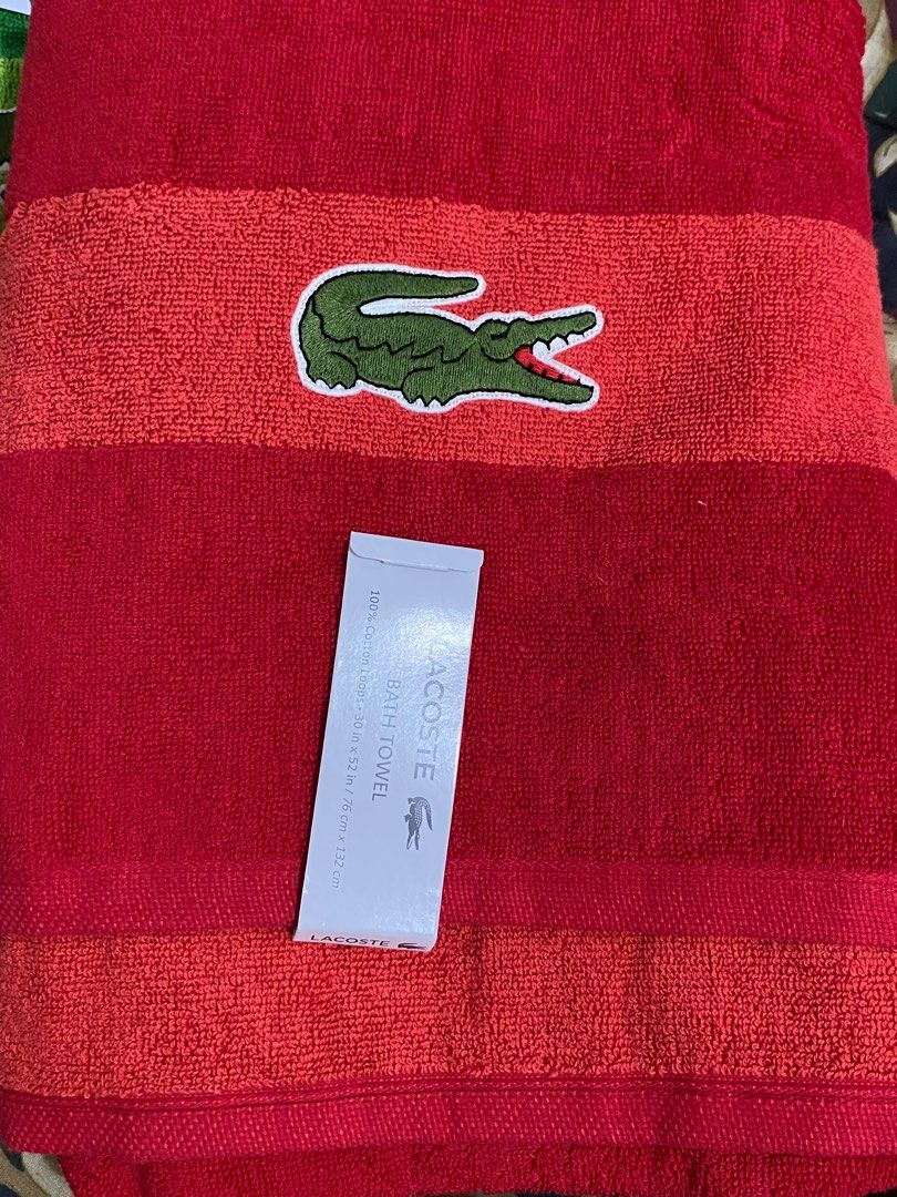 Auth Lacoste Towels ( 3 colors available), Beauty & Personal Care, Bath