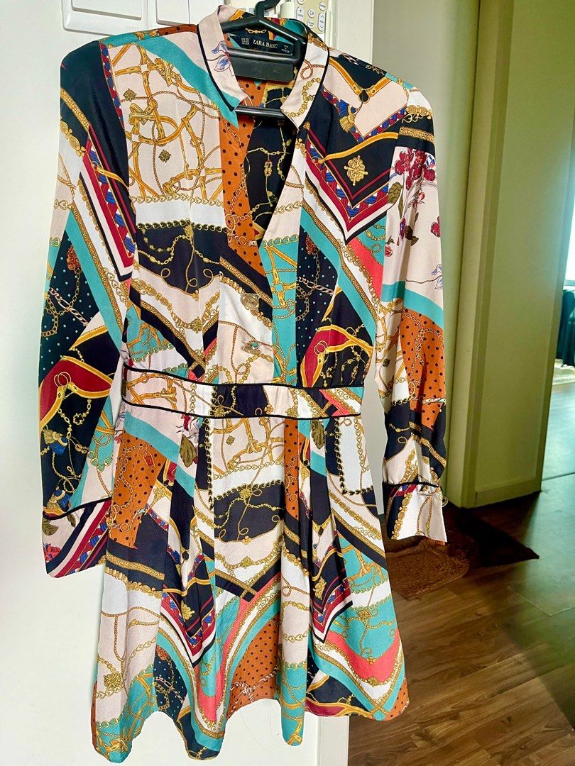 Zara chain patchwork print hotsell dress