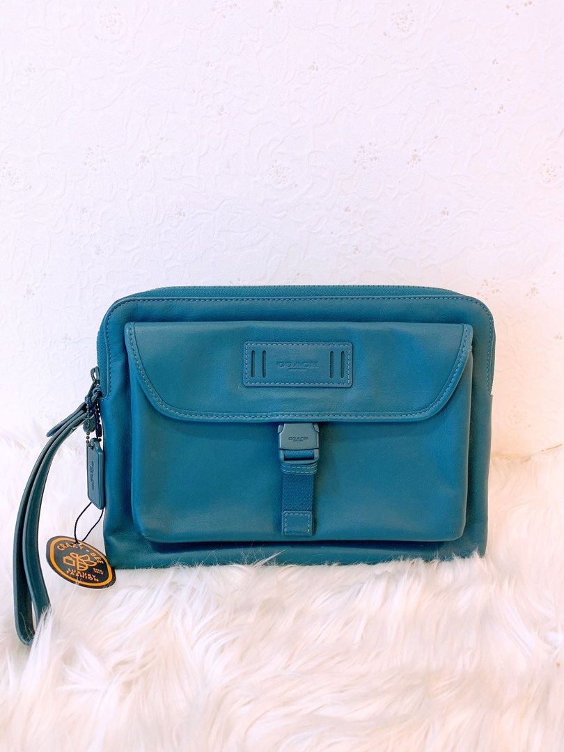 Authentic Coach Men s Reef Blue Smooth Leather Ranger Pouch B2044 1172