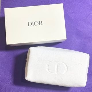 AUTHENTIC Dior white velvet fluffy soft makeup trousse pouch bag organizer