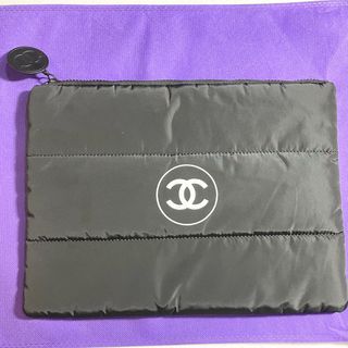 AUTHENTIC Large Chanel black trousse makeup pouch travel organizer