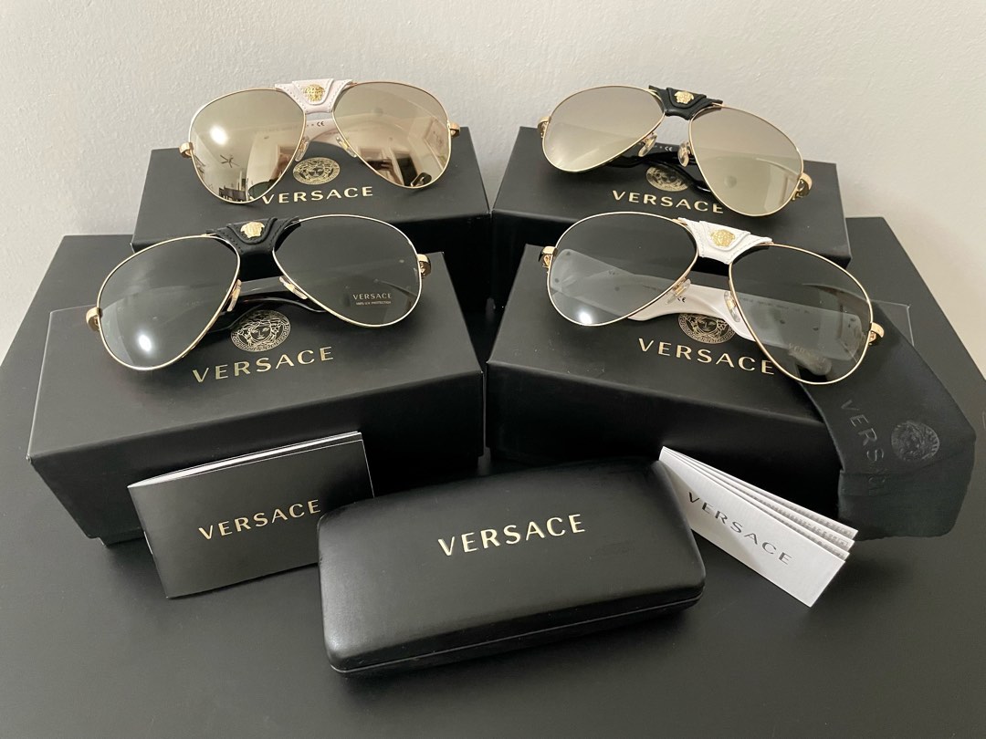 Versace aviator sunglasses with removable hot sale leather medusa