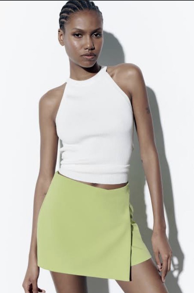 AUTHENTIC ZARA Skorts Lime Green Women s Fashion Bottoms Skirts on Carousell