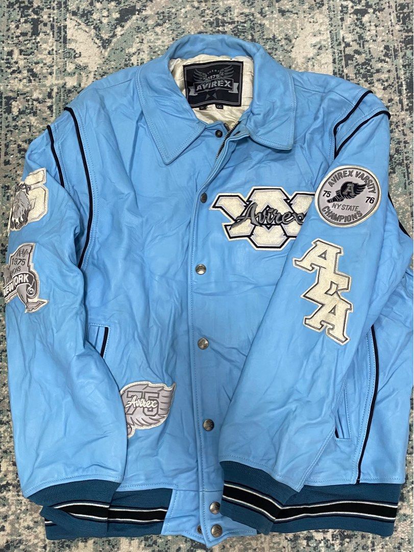 Blue avirex leather jacket new arrivals