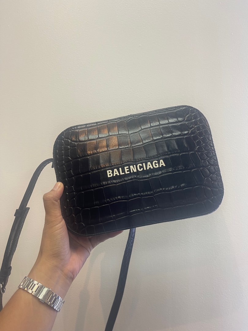 Balenciaga Croc Embossed Black Camera Bag on Carousell
