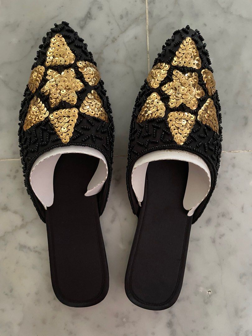 Gold sequin slides online