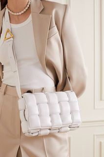 Bottega Veneta White Intrecciato Nodini Leather Crossbody Bag Pony