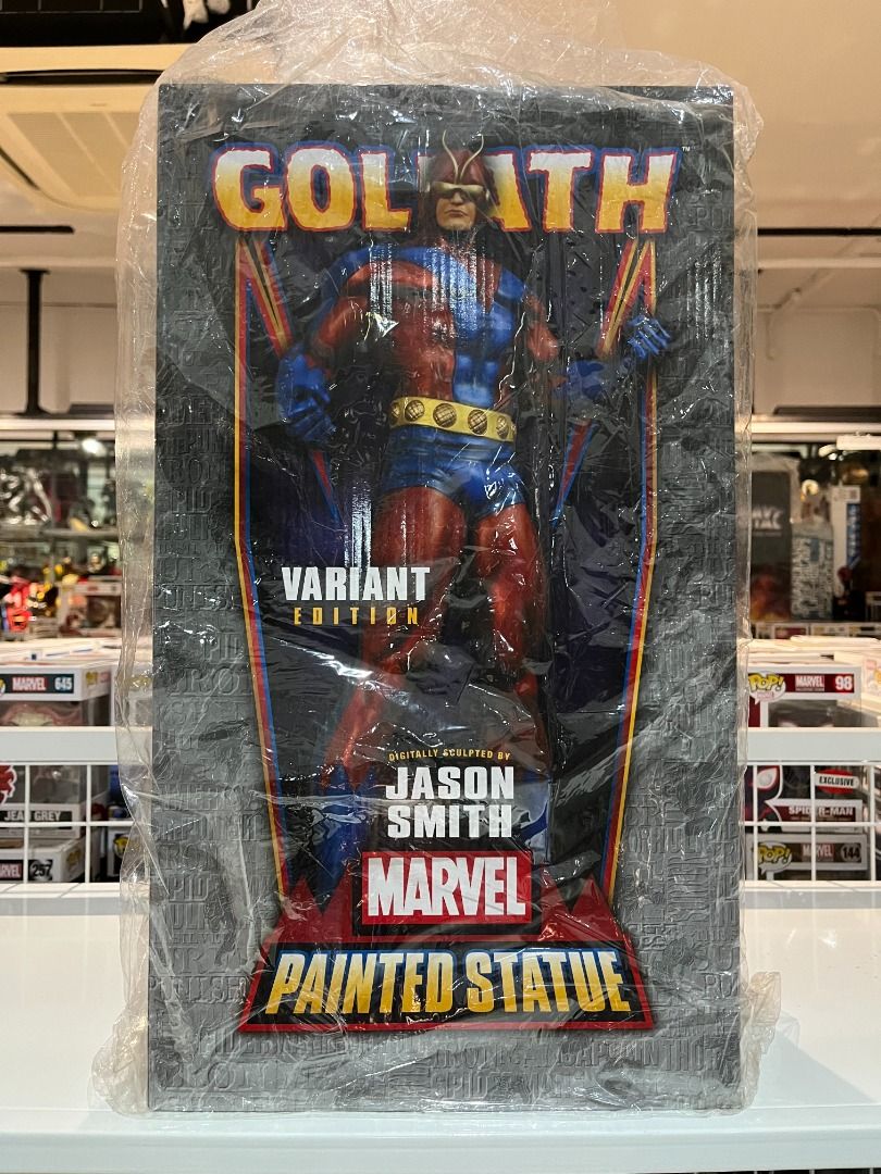 Bowen Statues Goliath yellow red variant giant man hawk eye museum