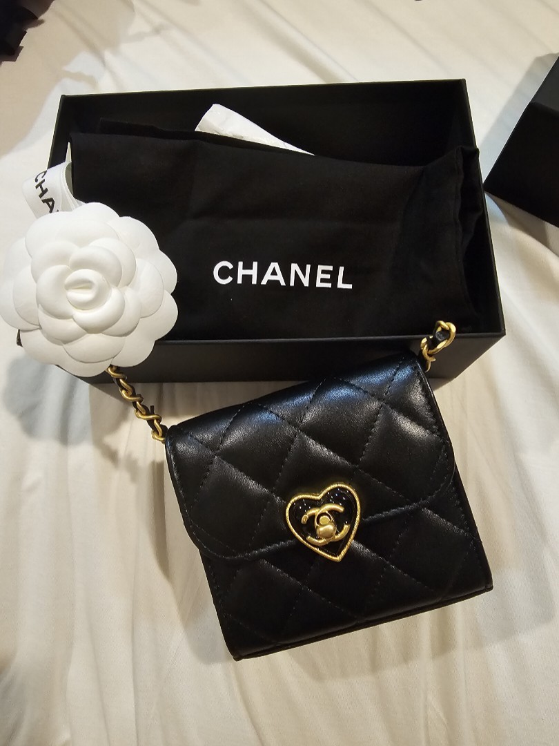 Brand New Chanel 23S Heart Mini Vanity Bag Black GHW with Heart CC logo  (not chanel 23k) below retail, Luxury, Bags & Wallets on Carousell
