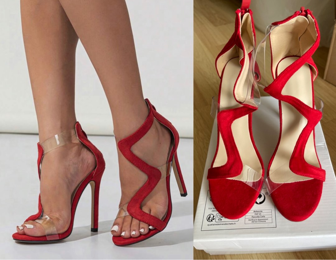 Red suede best sale sandal heels