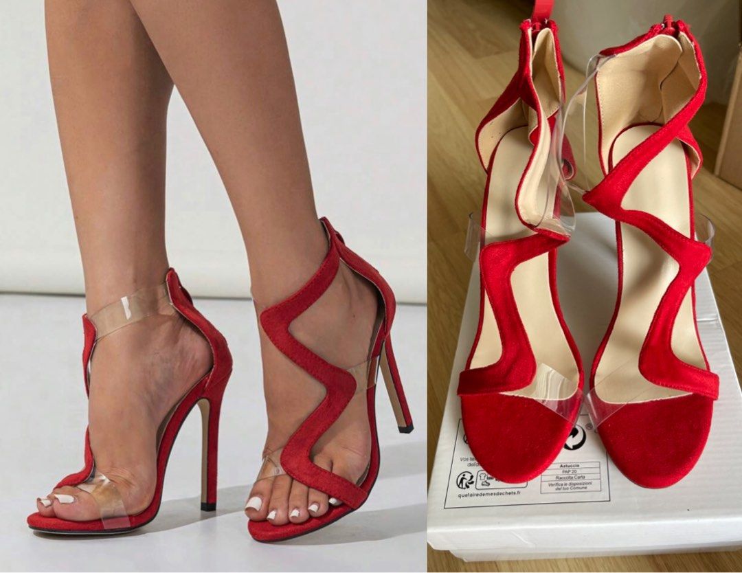 Red hotsell strappy stilettos