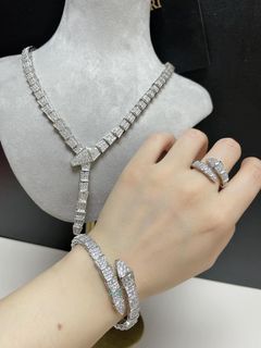 Korean Serpenti Viper Jewelry Set - Luxurious Rhinestone Zirconia Elegance for Weddings & Debuts