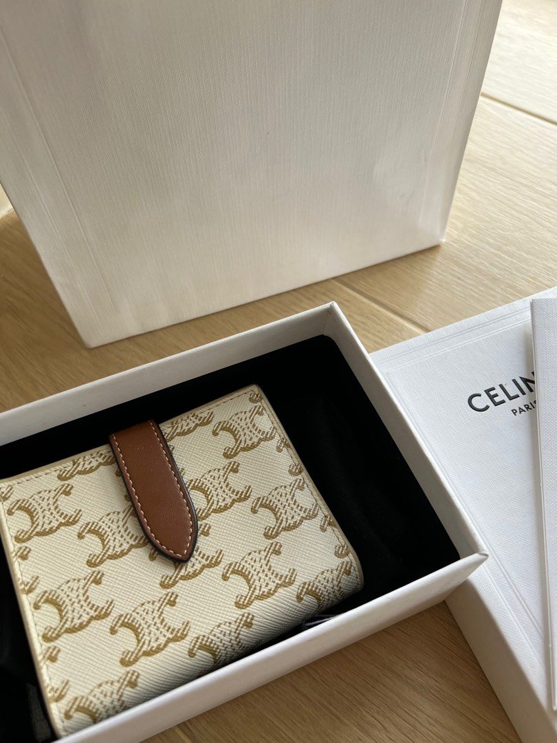 Celine SMALL STRAP WALLET ESSENTIALS IN TRIOMPHE CANVAS AND LAMBSKIN
