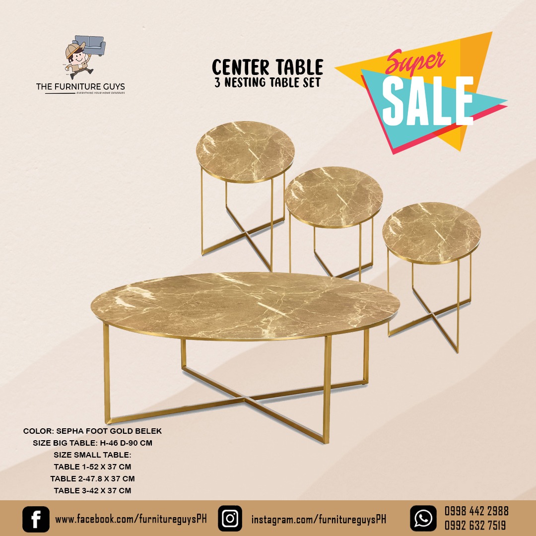 CENTER TABLE + 3 NESTING TABLE SET, Furniture & Home Living, Furniture ...