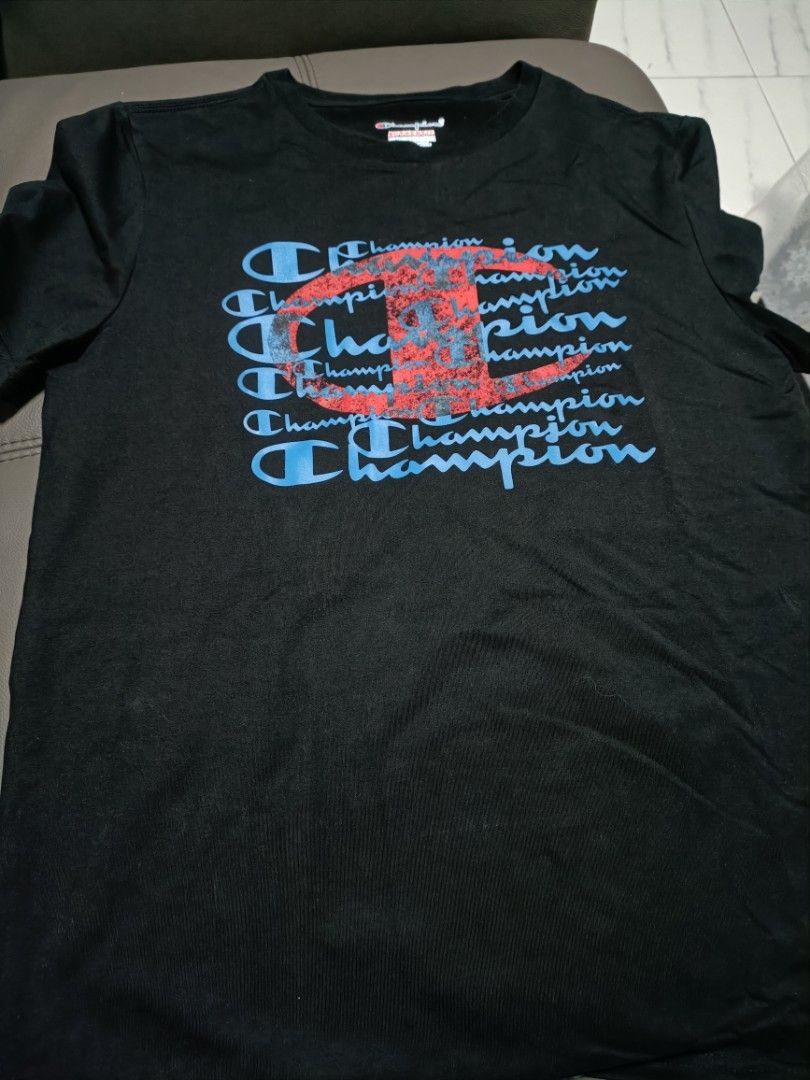 Black red and top blue champion shirt