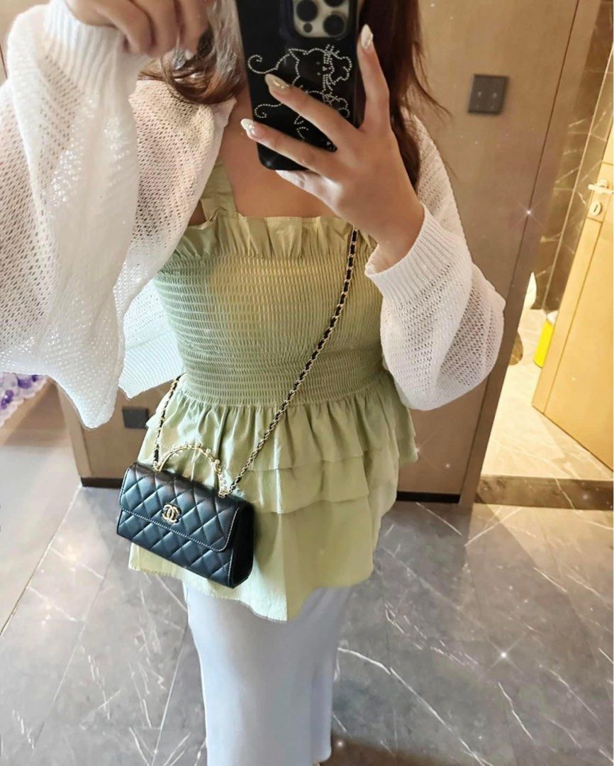cc 25S Woc Top Handle 19cm White Grained Calfskin Light Gold Hardware