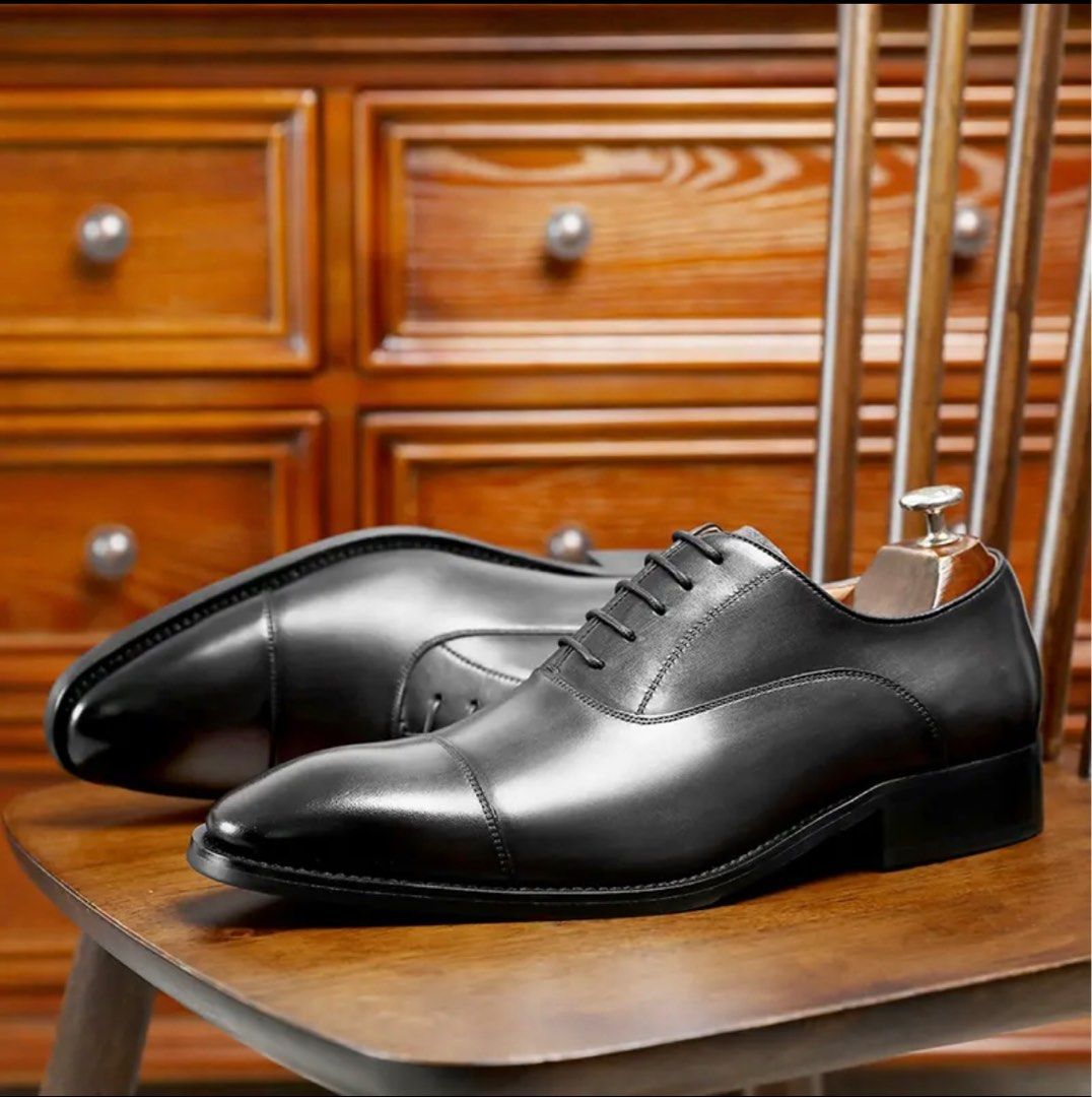Classic Men s Black Leather Dress Shoe Lace Up
