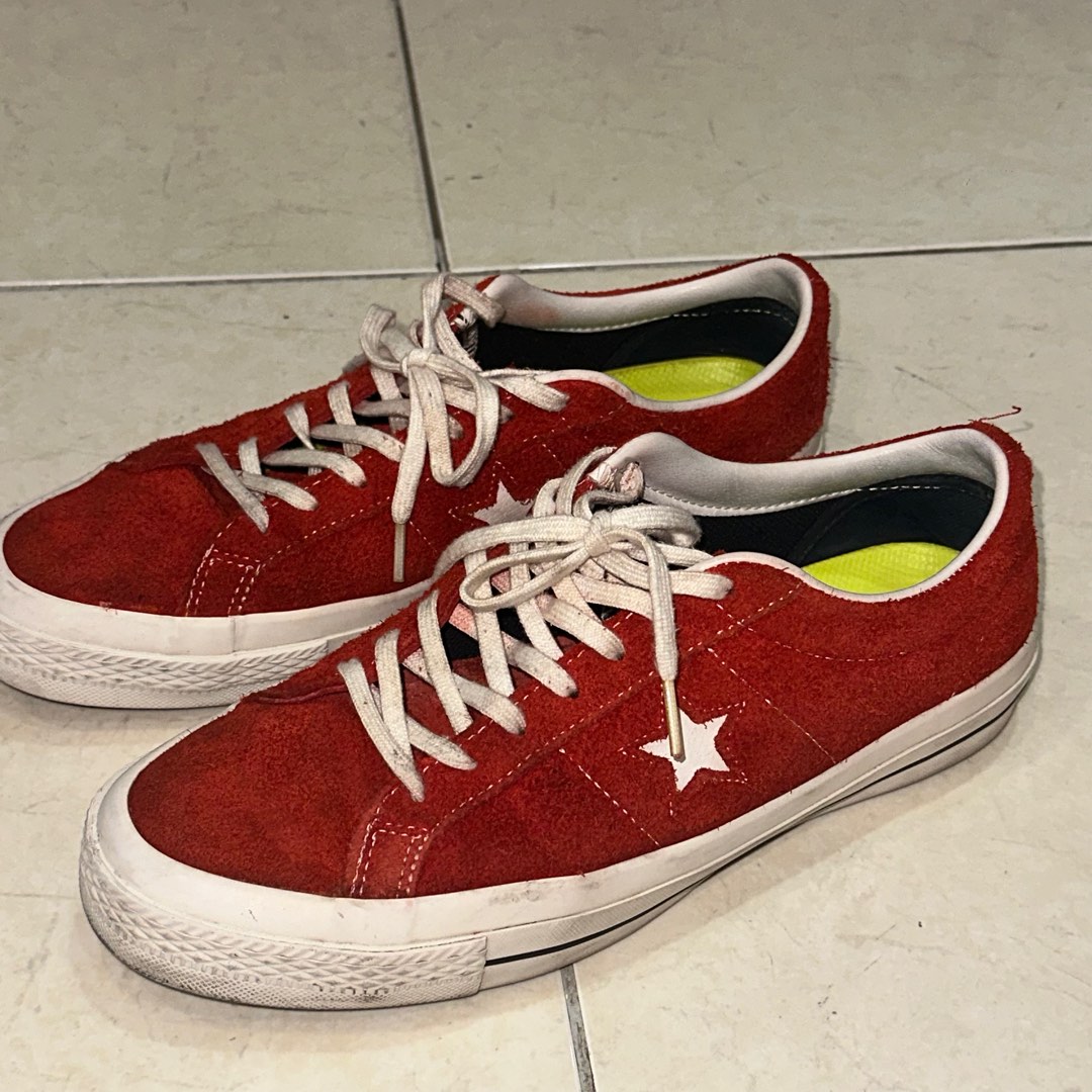 Converse one star premium sale suede low top red