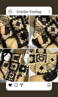 Crochet granny squares tote bag
