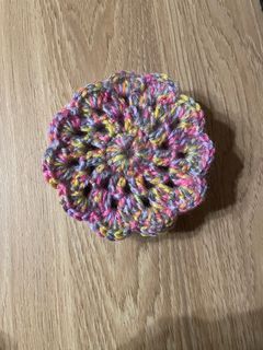 Crochet Rainbow coasters 4pk