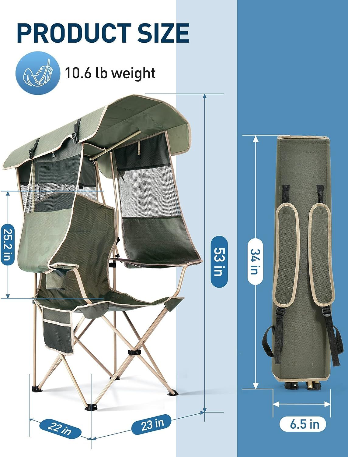 New Portable Foldable Fishing Chair Camping Awning Beach Chair